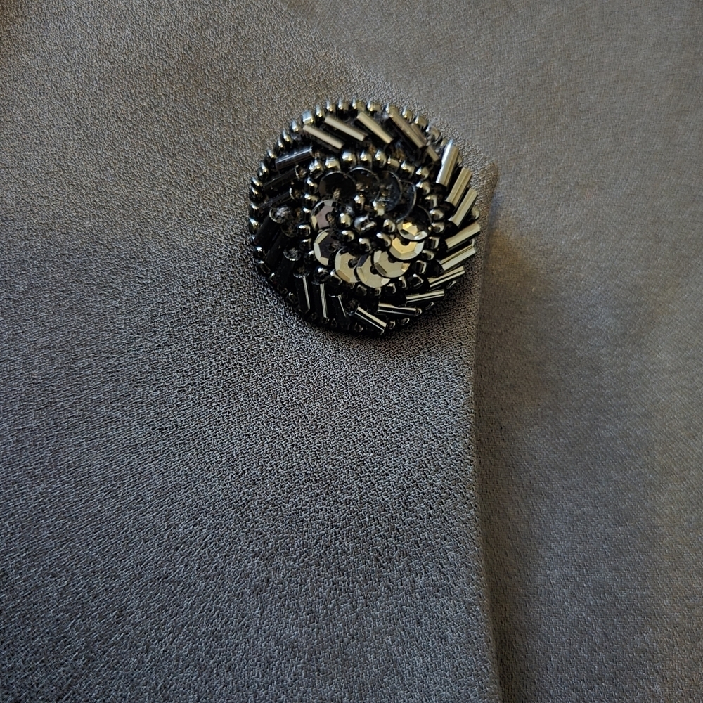 Karen Miller Black Women's Evening Blazer Beaded Button Closure 10 - Picture 5 of 7